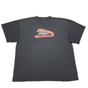 Office Space T-Shirt Mens 2XL Charcoal Gray Red Stapler Graphic Movie Tee 2011